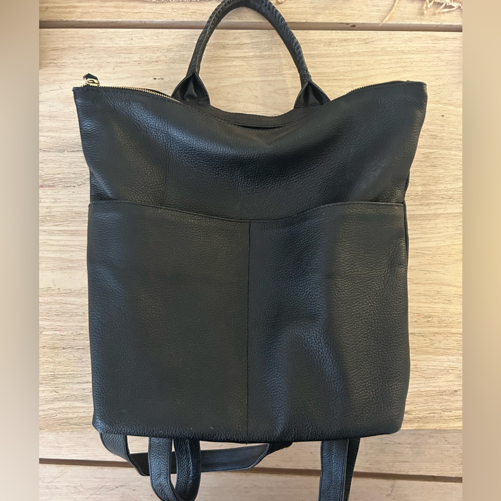 Cleobella Black Leather Back Pack from Core Collection